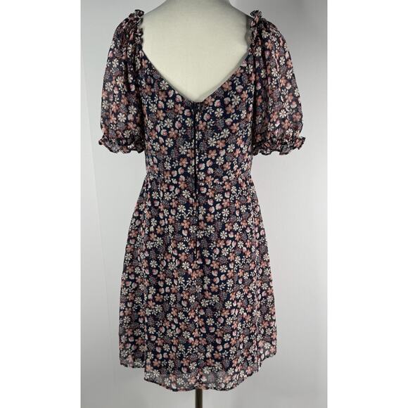 VTG Y2K Juniors Babydoll Dress Sz 7 Floral Puff Sleeve Milkmaid Peasant Fairy - Picture 3 of 10